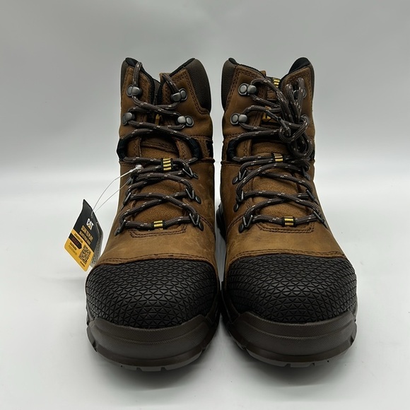 1060- CAT Caterpillar Steel Toe Waterproof Work Boots Men’s Size 9 Brown NWT - Picture 4 of 9